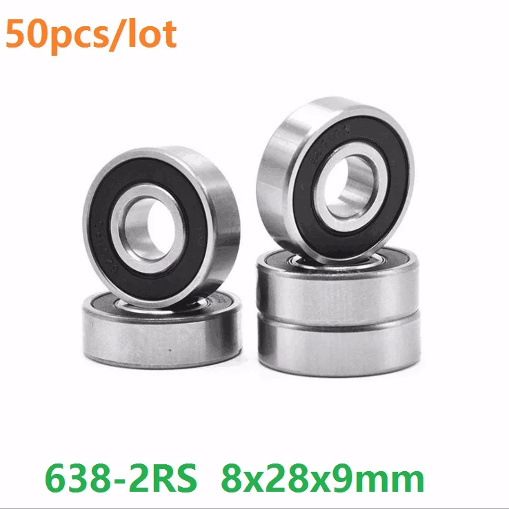 

50pcs/lot 638RS 638-2RS 638 RS 2RS Mini Miniature rolling bearings 8*28*9mm Deep Groove Ball bearing 8x28x9mm