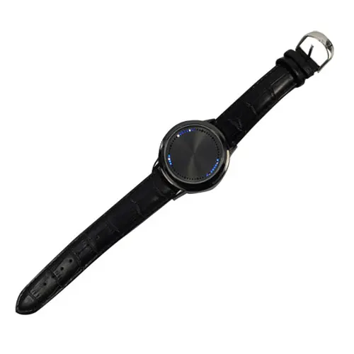 Unisex Fashion Cool Touch Screen LED Binary Wrist Watch Blue Light Electronic Digital Watch