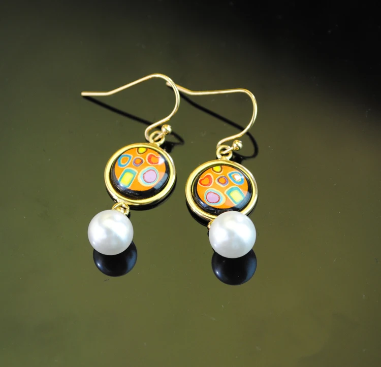 

Cloisonne hand painted enamel European style earrings