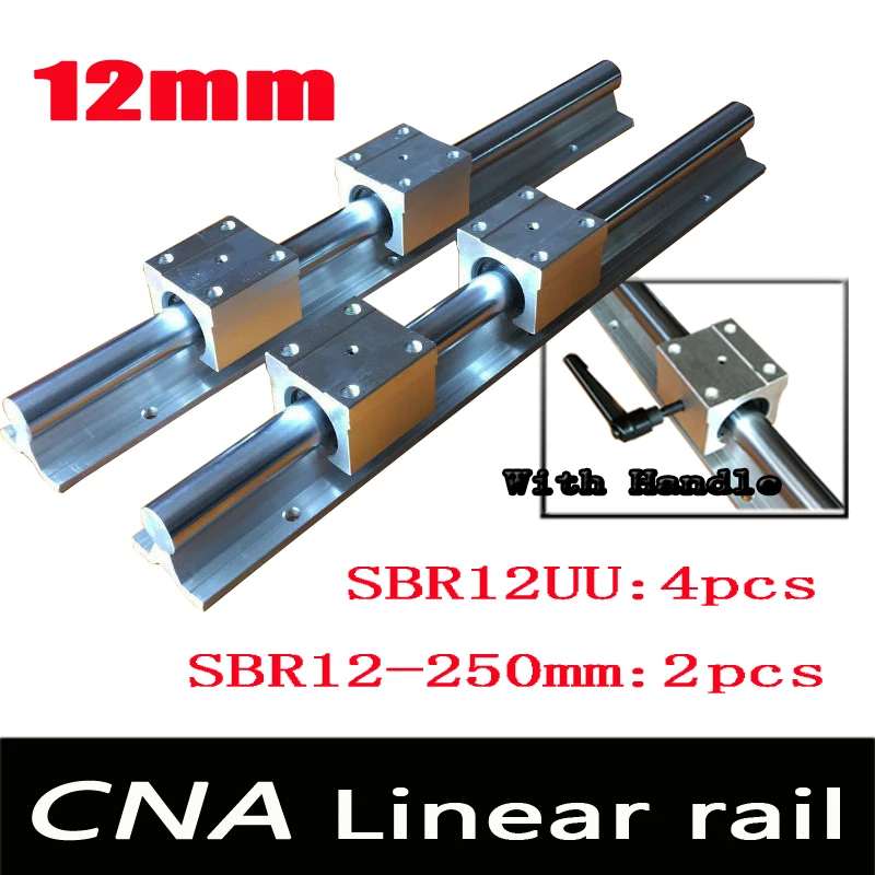 

12 мм линейный рельс SBR12 L 250 мм опорные рельсы 2 шт. + 4 шт. SBR12UU блоки для ЧПУ для 12 мм линейный вал опорные рельсы
