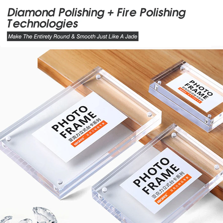 100x70mm Magnetic Acrylic Sign Holder Display Stand Price Label Card Tags Table Baby Photo Picture Block Frame