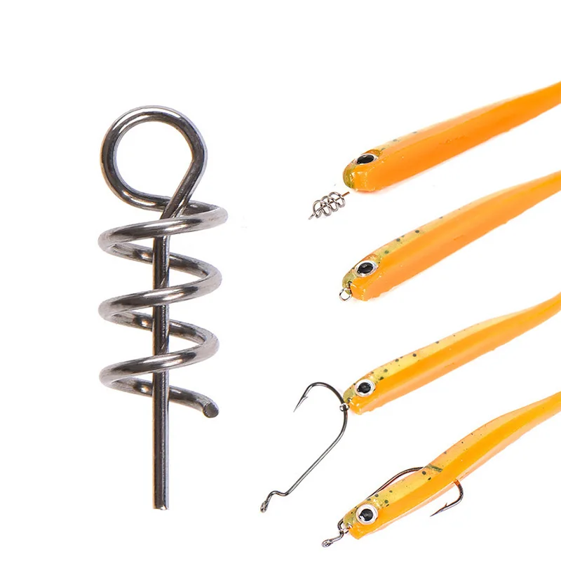 50 or100pcs Fishing Hook Soft Bait Spring Centering Pins Fixed Latch Needle Spring Twist Crank Lock For Soft Lure Latch Accessor