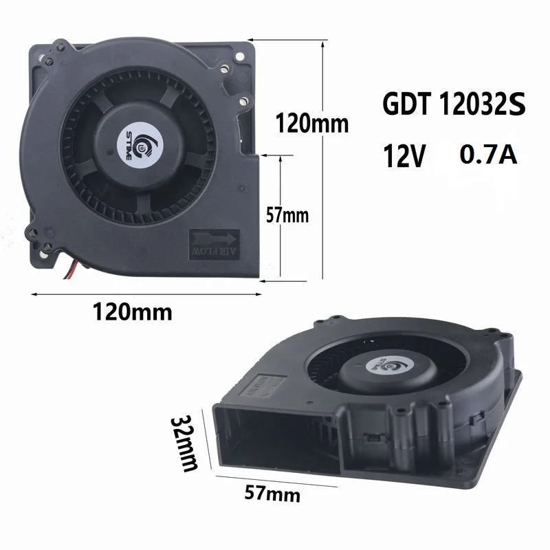 Gdstime 20 Pcs 2Pin DC Brushless Cooling Blower Fan 120mm x 32mm 12032 Sleeve Bearing Fan 12V 120x32mm Silent Cooler wholesale