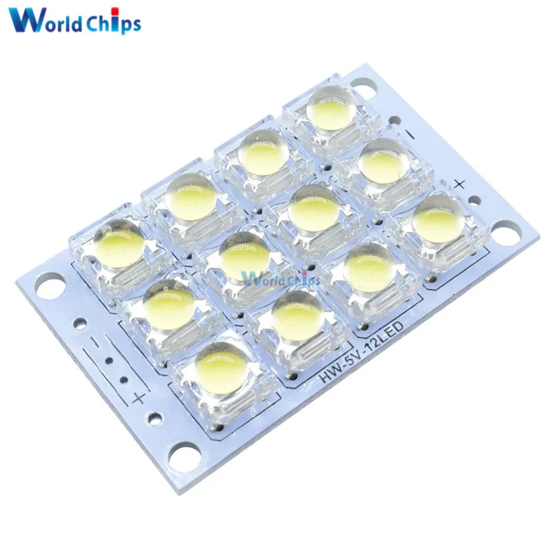 12 LED Super Bright White LED Piranha Board Night LED Lights Lamp 5mm High Brightness DC 3V-5V