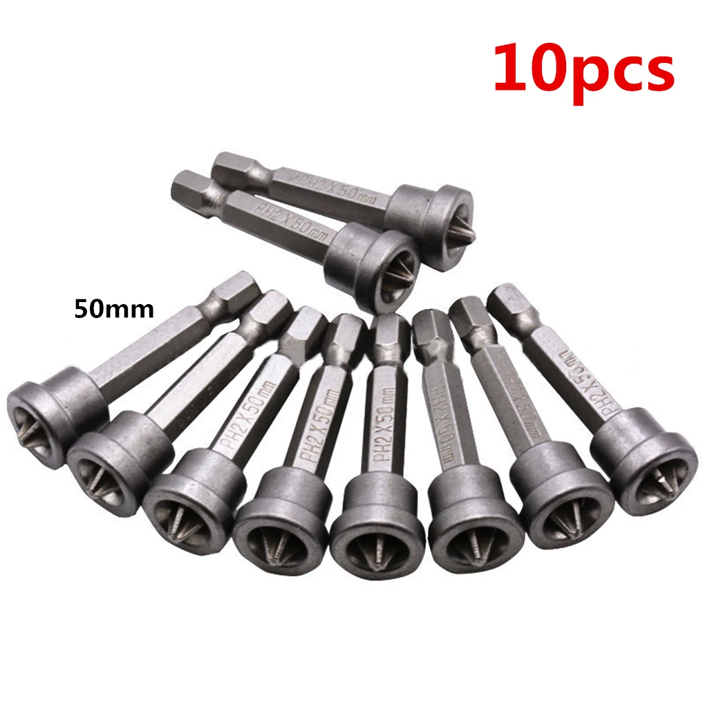 

10Pcs Set Depth Stop Plasterboard Screws Locating Screwdriver Bits PH2 Hex Shank Drywall Dimpler Bits Drilling Bits Tools 50mm