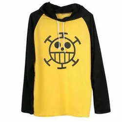 Anime Trafalgar Law Yellow T-Shirt Cosplay costume Long Sleeve hoodie Hooded Hat Cap Halloween Jacket Coat Tshirt