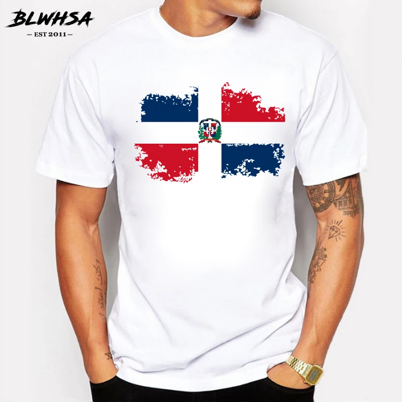 BLWHSA Summer Dominica Flag T shirt Men Fashion Cotton Brand Design T-shirts Dominica College Student Men Clothing