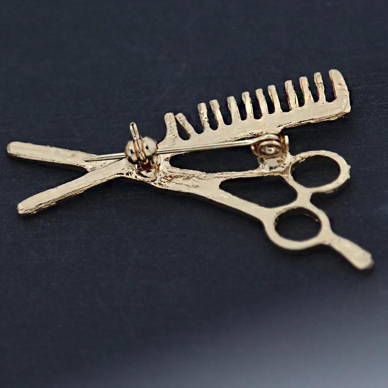Scissors Comb Brooches Pins Beautician Hair Stylist Lapel Pin Cosmetologist Hairdressers Gift Barber Badge Jewelry Brooch