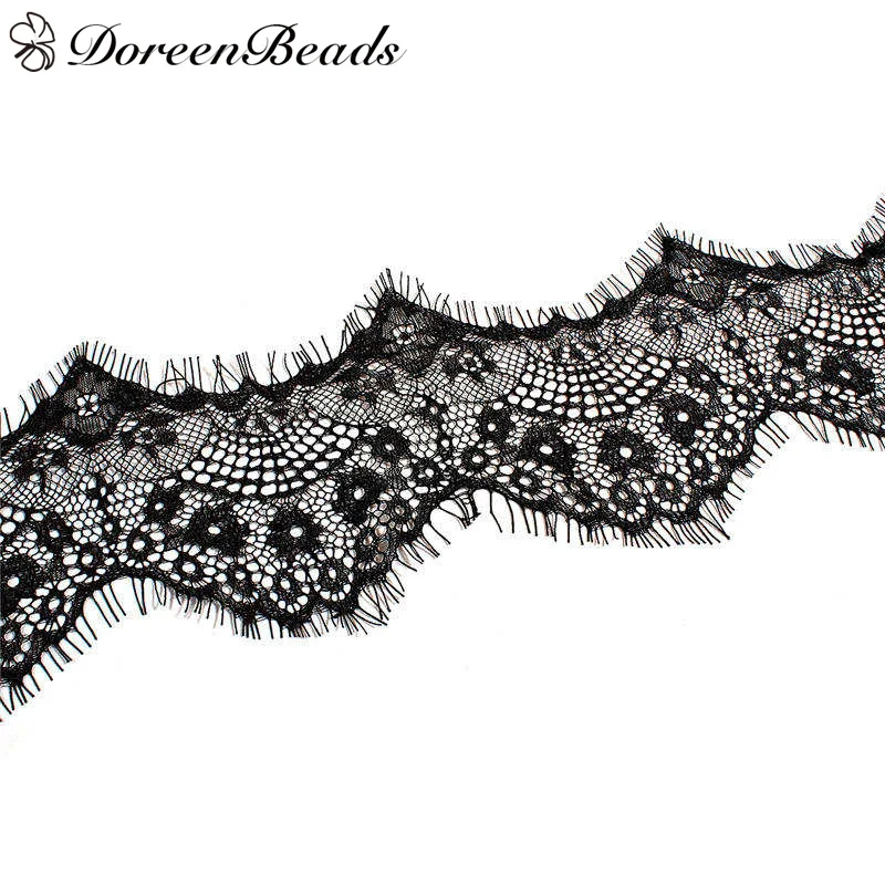 3M/PC Black White Eyelash Lace Fabric DIY Decorative Soft Nylon Lace Trim Clothing Sewing Applique Fabric 10cm width