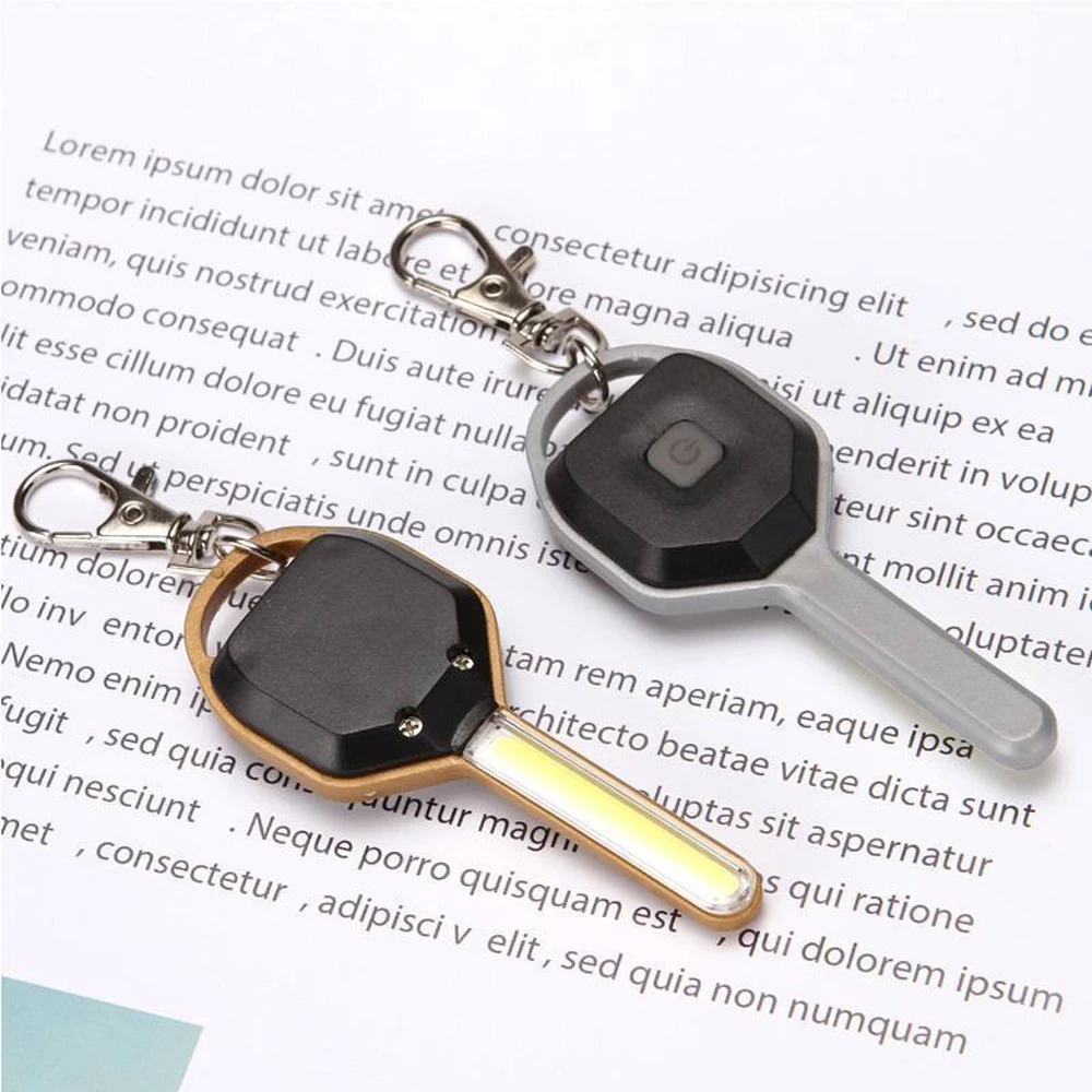 Mini LED Flashlight Light Mini Key Shape Keychain Lamp Torch Emergency Camping Light