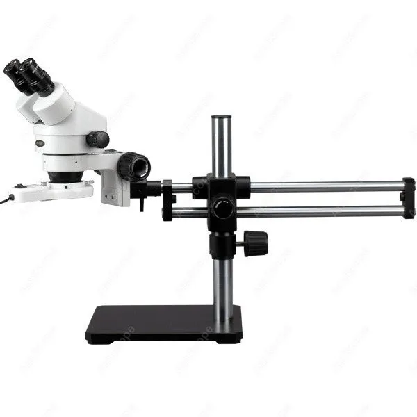 AmScope SM-5 Series Binocular Stereo Microscope 3.5X-90X on Ball Bearing Boom Stand+ Fluo Light