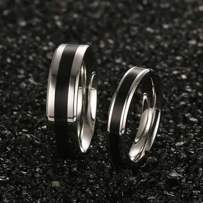 Vnox Classic Wedding Rings for Women Men Stainless Steel Couple Jewelry Promise Band Alliance Bijoux