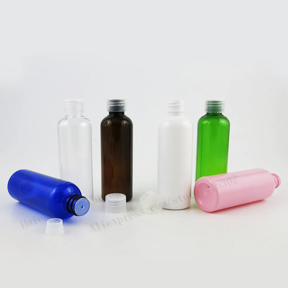 30 X 100ml Rould Shoulder Clear Blue Amber Green Pink Pet Plastic Cream Bottle 100cc  Round Shoulder Pet Skin Care Bottle