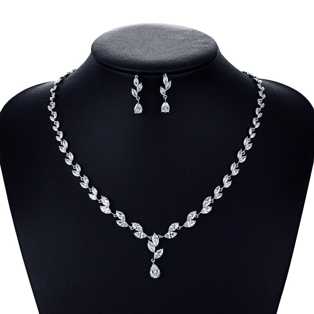 

Crystal CZ Cubic Zirconia Bridal Wedding Necklace Earring Set Jewelry Sets for Women Accessories CN10132