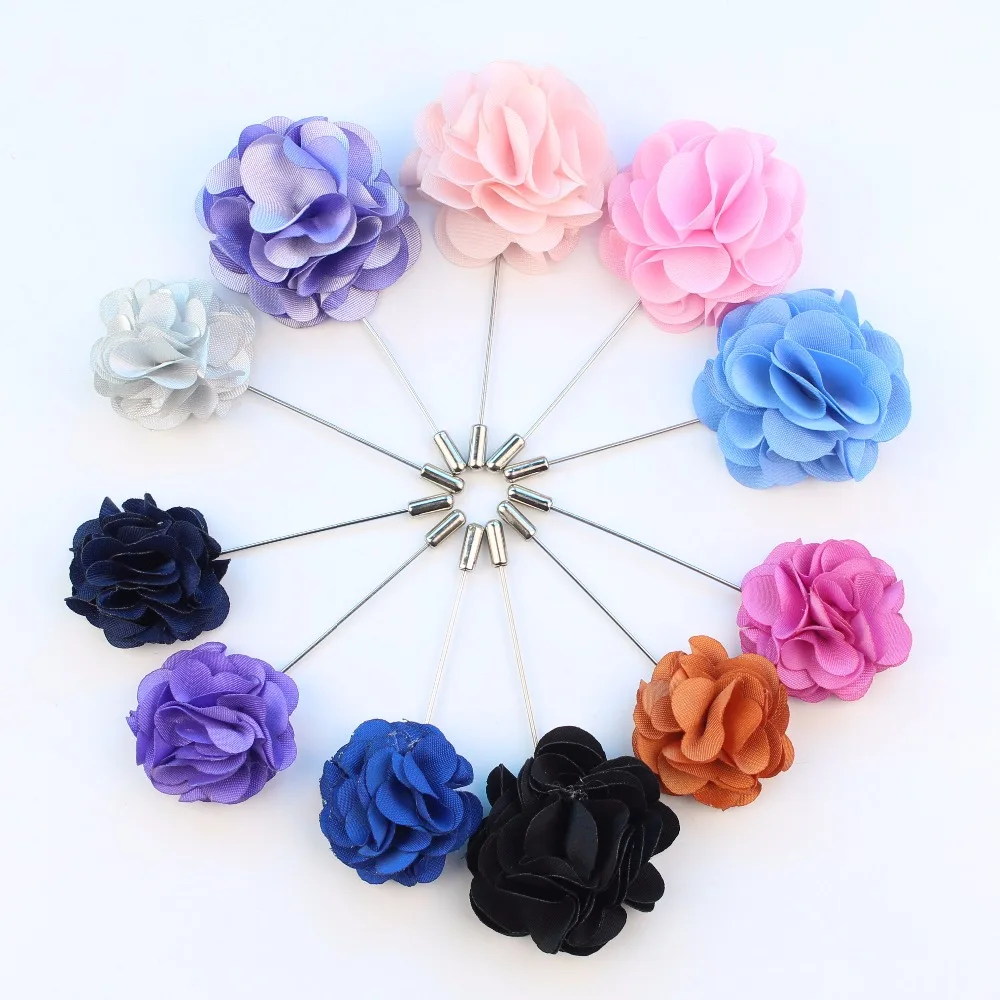 Fashion Boutonniere Small Flower Petal Stick Lapel Tie Pin Brooch Wave Badge Cloth Breastpin