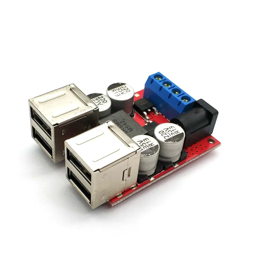 DC-DC Vehicle Charging Board 8V-35V 5V 8A Power Supply Depressurization Module 4 Port USB Output Mobile Charger