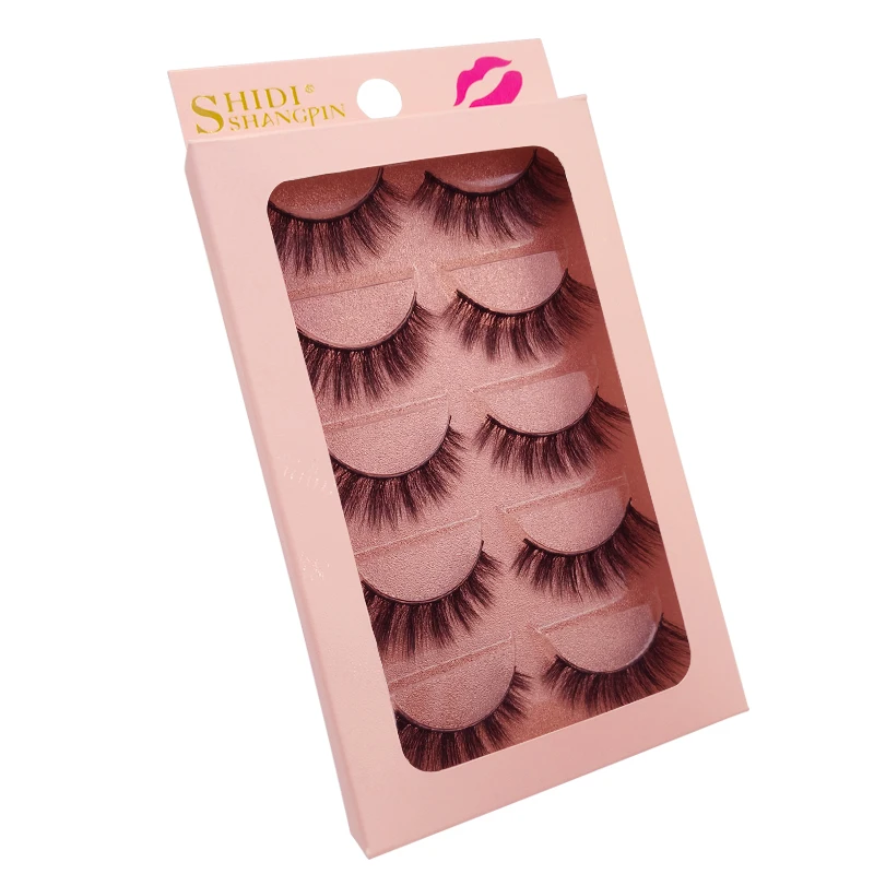 SHIDISHANGPIN 3/5 أزواج ثلاثية الأبعاد رموش بالمنك ماكياج طبيعي كامل قطاع جلدة رقيق كاذبة المنك جلدة سميكة ثلاثية الأبعاد الرموش الصناعية