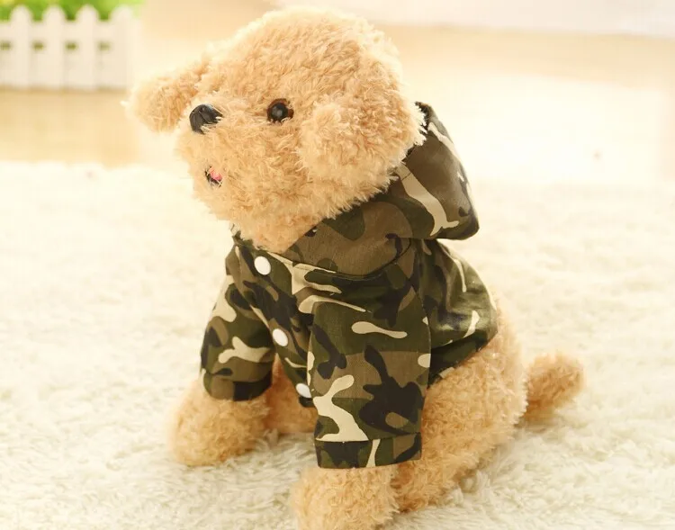 about 35cm cartoon light brown ted dog dresseed Camouflage cloth dog plush toy soft doll christmas gift b2894