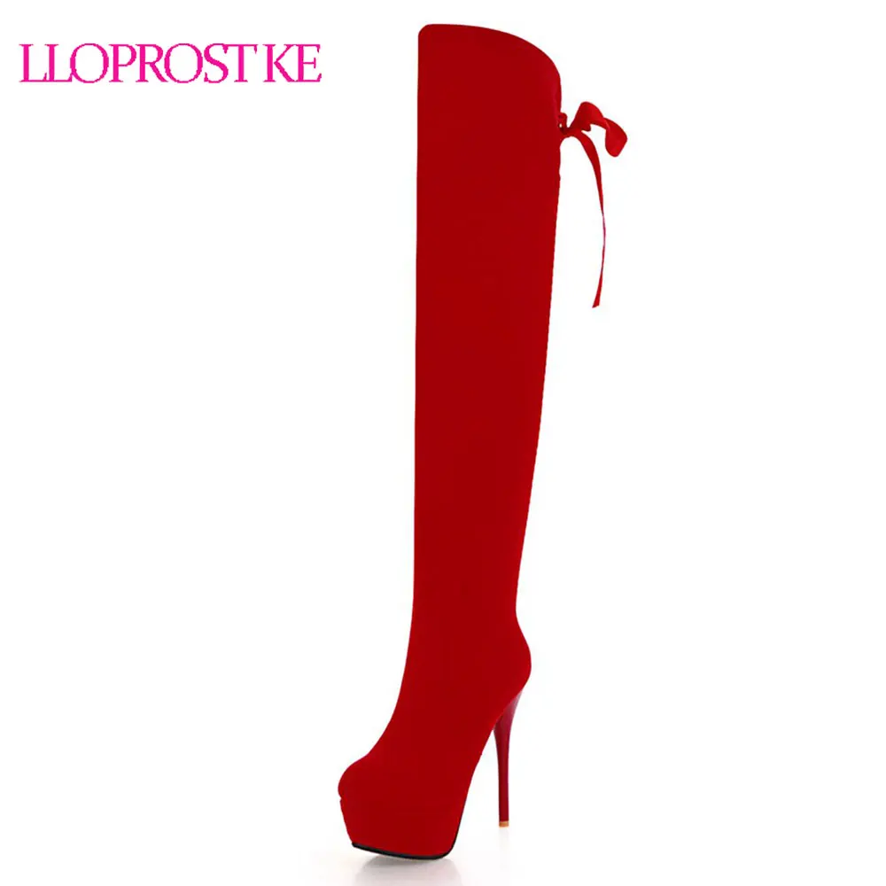 

Lloprost ke Thin High heel over the knee boots women Round Toe Winter boots thigh high boots shoes woman botas mujer femme D128