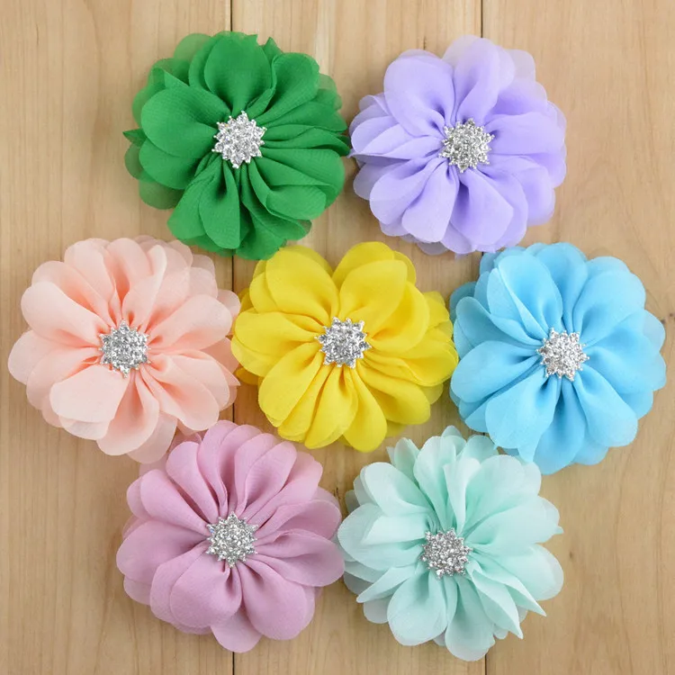 30pcs/lot  Soft Ballerina Flowers with Rhinestone Center 15 colors