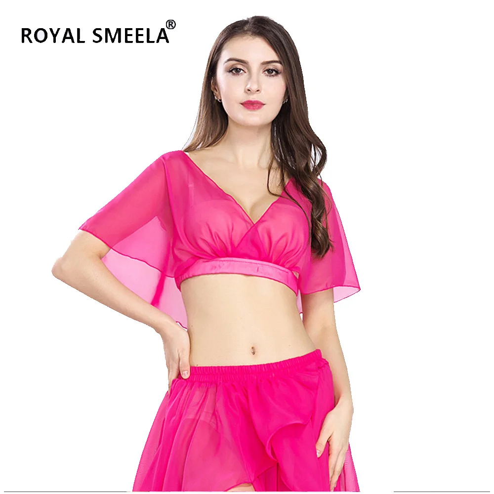 Belly dance tops Chiffon Belly Dancing Top Women Belly Dancer Practice Top Short Top Class Lesson Wear Practice Clothes Crop Top