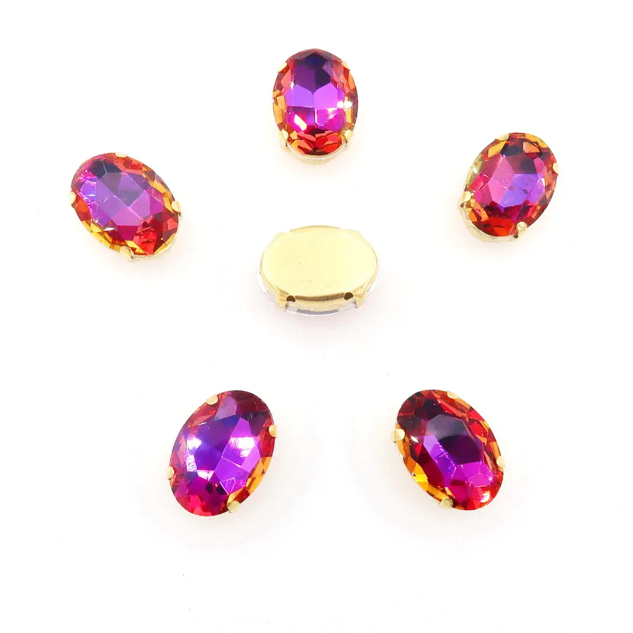 Ovale Gold-Krallenfassungen 10*14mm 13*18mm 20 Stück/Packung Regenbogen- & Jelly-AB-Farben Glaskristall zum Aufnähen Strass-Applikation DIY – Detail 5