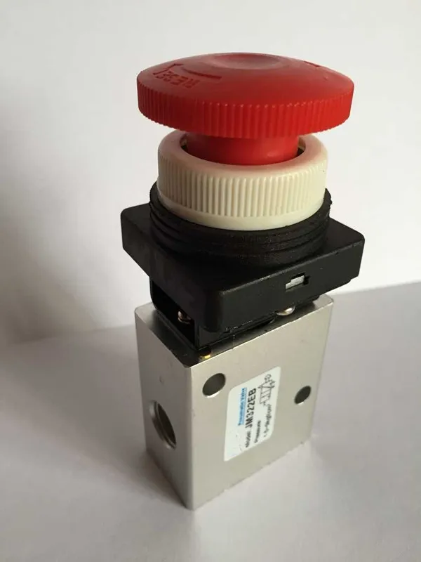 

JM-322EB 13mm Thread 2 Position 3 Way Red Mushroom Button Air Mechanical Valve