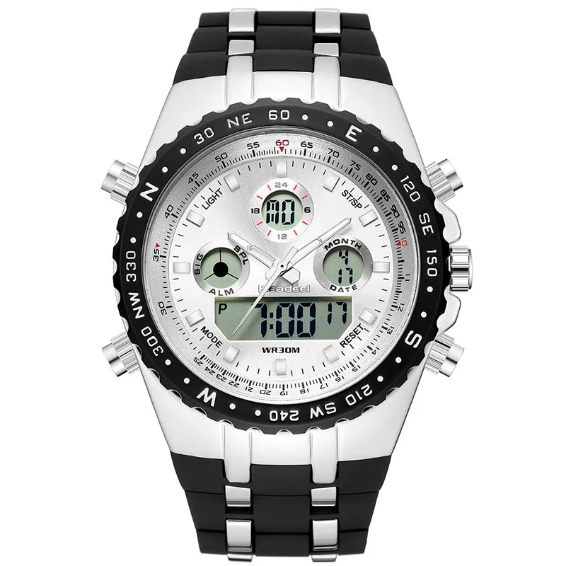 Orologi Led sportivi Degli Uomini Impermeabile Militare Orologio Al Quarzo Digitale di Allarme Cronometro Dual Time Zone Brand New relógios