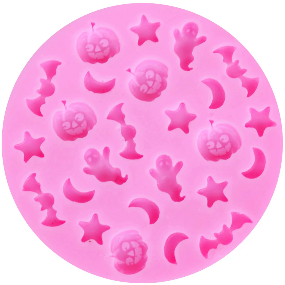 M288 Epoxy UV Resin Silicone Mold Mini Moons Stars Ghosts Bats Halloween Mask Pumpkins Cake Chocolate Candy Cooking Tool