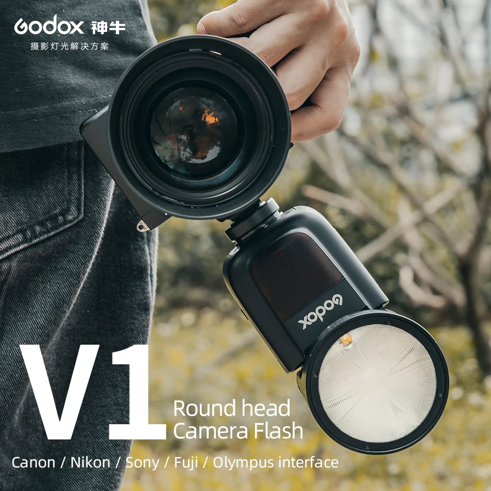 بطارية ليثيوم مدمجة من Godox ، فلاش Speedlite لكانون ، نيكون ، سوني ، فوجي ، أولمبوس ، V1 ، V1C ، V1N ، V1S ، V1F ، V1O ، V1P ، TTL ، 1/مكعب s ، HSS #3