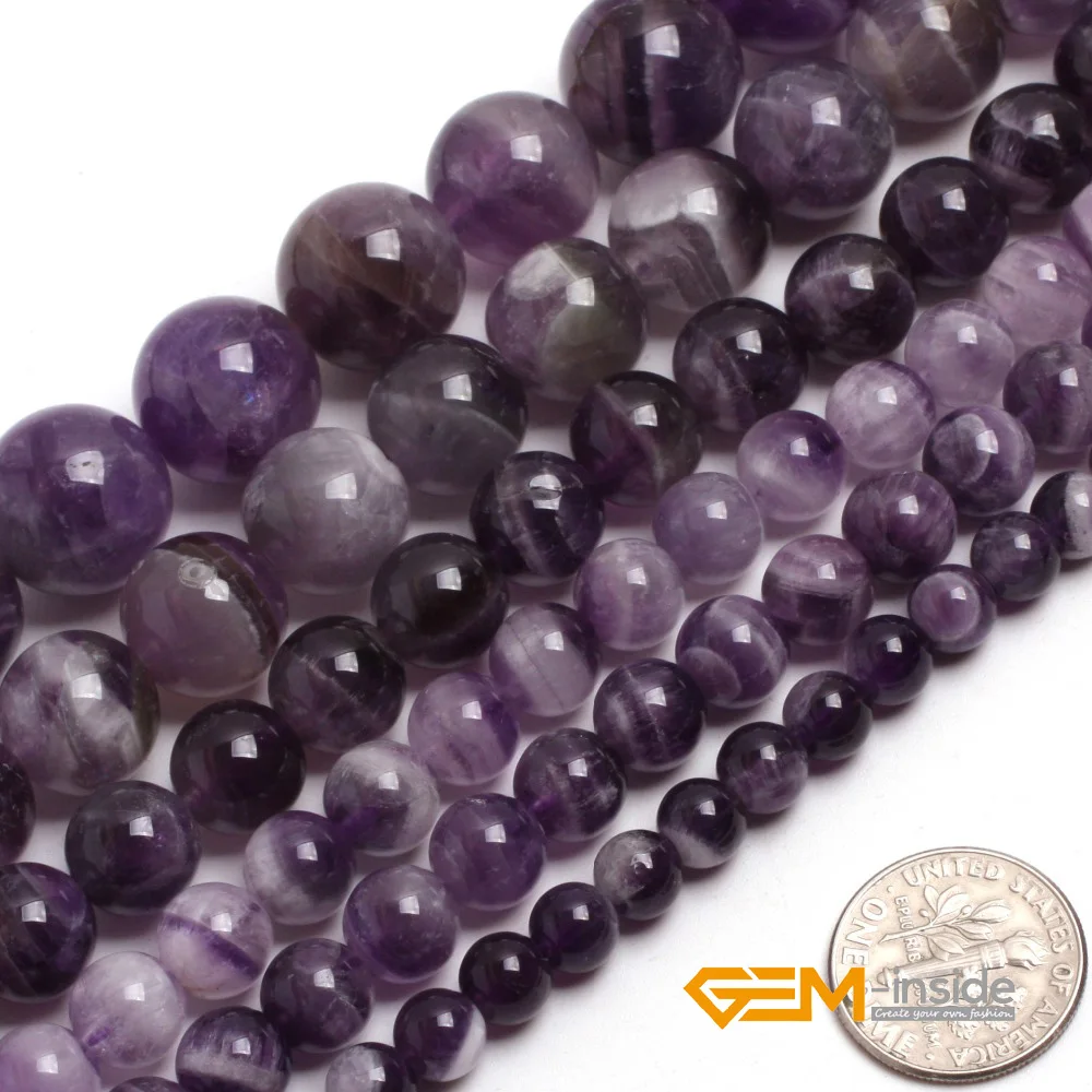 Round Mixed Color Amethysts Beads: 6mm To 14mm Natural Stone Beads DIY Loose Beads For Bracelet Making Strand 15\