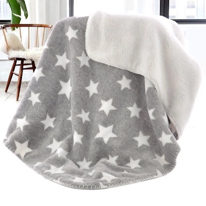 

Baby Blanket Thermal Coral Fleece Star Blanket Infant Swaddle Nap Receiving Stroller Wrap For Newborn Baby Bedding Bebe Blankets