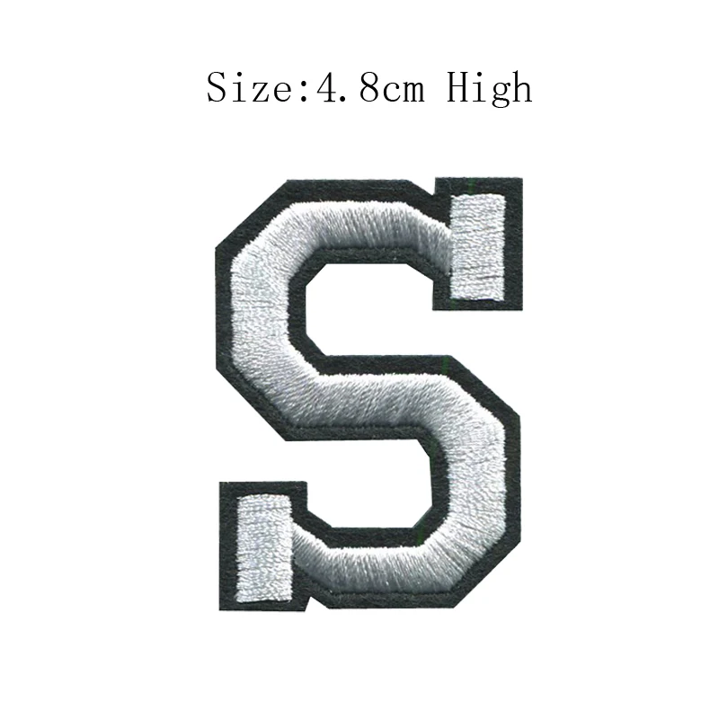 1PC A-Z white and Black English Alphabet Letteres Mixed Embroidered Sew on bagde Iron On Patch For Clothes Bag Pant(48MM high) image 5