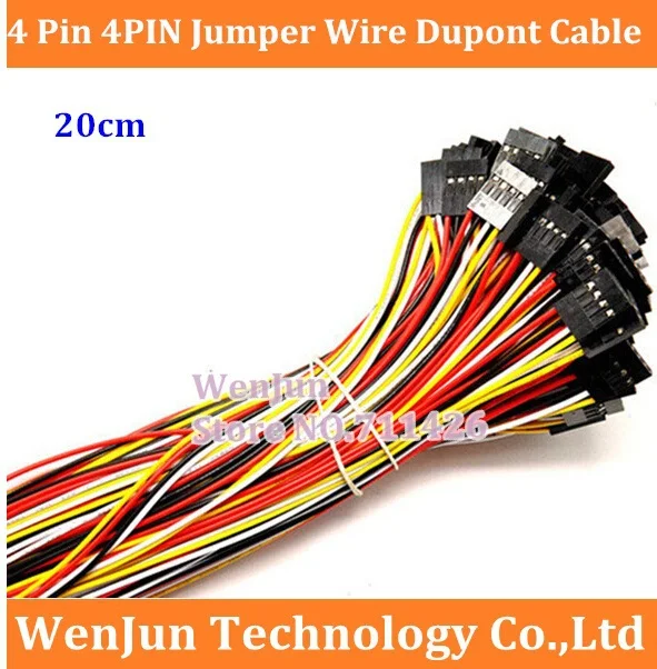 

500PCS/LOT Hot Sale 4P 4pin Jumper Wire 2.54mm Distance Cable made for 26AWG wire