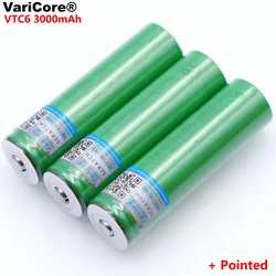 VariCore VTC6 3.7V 3000mAh 18650 Li-ion Rechargeable Battery 30A Discharge for Sony US18650VTC6 batteries + Pointed