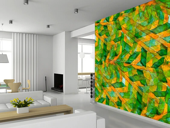 Custom 3D RETRO art wallpaper,Picasso Green Yellow Cubism  for living room bedroom kitchen background wall waterproof wallpaper