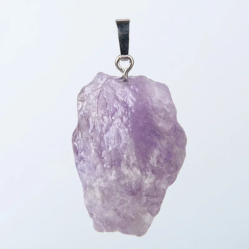 New Original Irregular Shape Natural Stone Amethysts Pink Quartz White Rock Crystal Pendant for Women Necklaces Jewelry