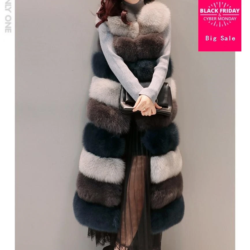 

Autumn Winter new faux fox fur coats vest women sleeveless stitching slim fur jacket waistcoat Special price L1318 wholesale