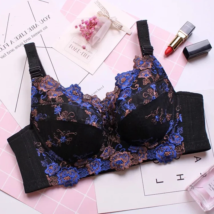 ผู้หญิงเต็มรูปแบบ Underwired Non Padding SHEER Floral Lace Breathable Balconette Bra PLUS ขนาด 34 36 38 40 42 44 46 48 B-H