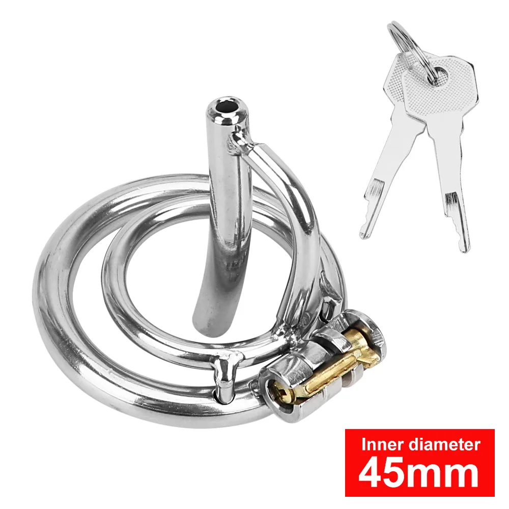 IKOKY Male Chastity Device Cock Lock Sex Toys For Men Sex Products Penis Cage With Catheter Stainless Steel