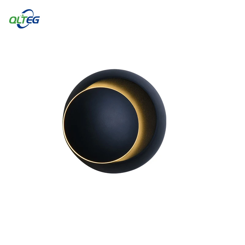 QLTEG LED Wall Lamp  360 degree rotation adjustable bedside light 4000K Black creative wall lamp Black  modern aisle round lamp
