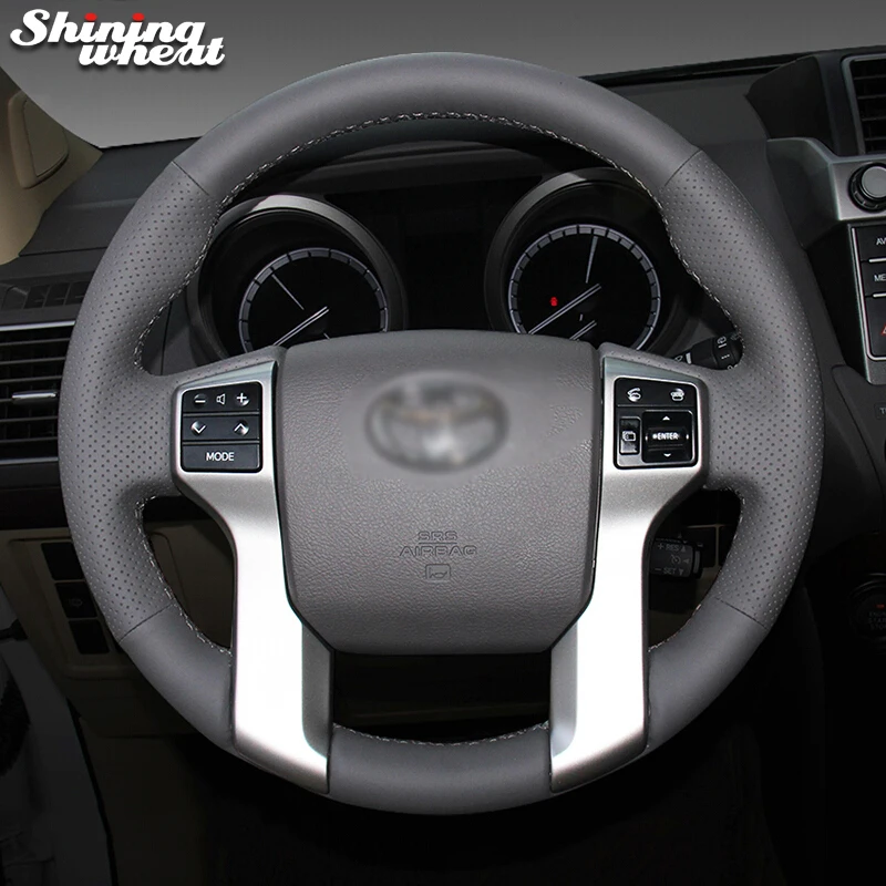 Shining wheat Dark gray Leather Steering Wheel Cover for Toyota Land Cruiser Prado 2010 2014 Tundra Tacoma 4Runner