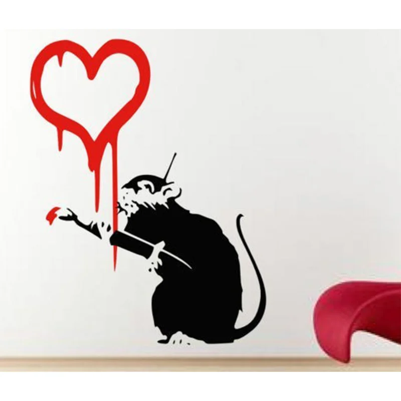 Banksy Graffiti Love Rat Wall Decal 45x50cm