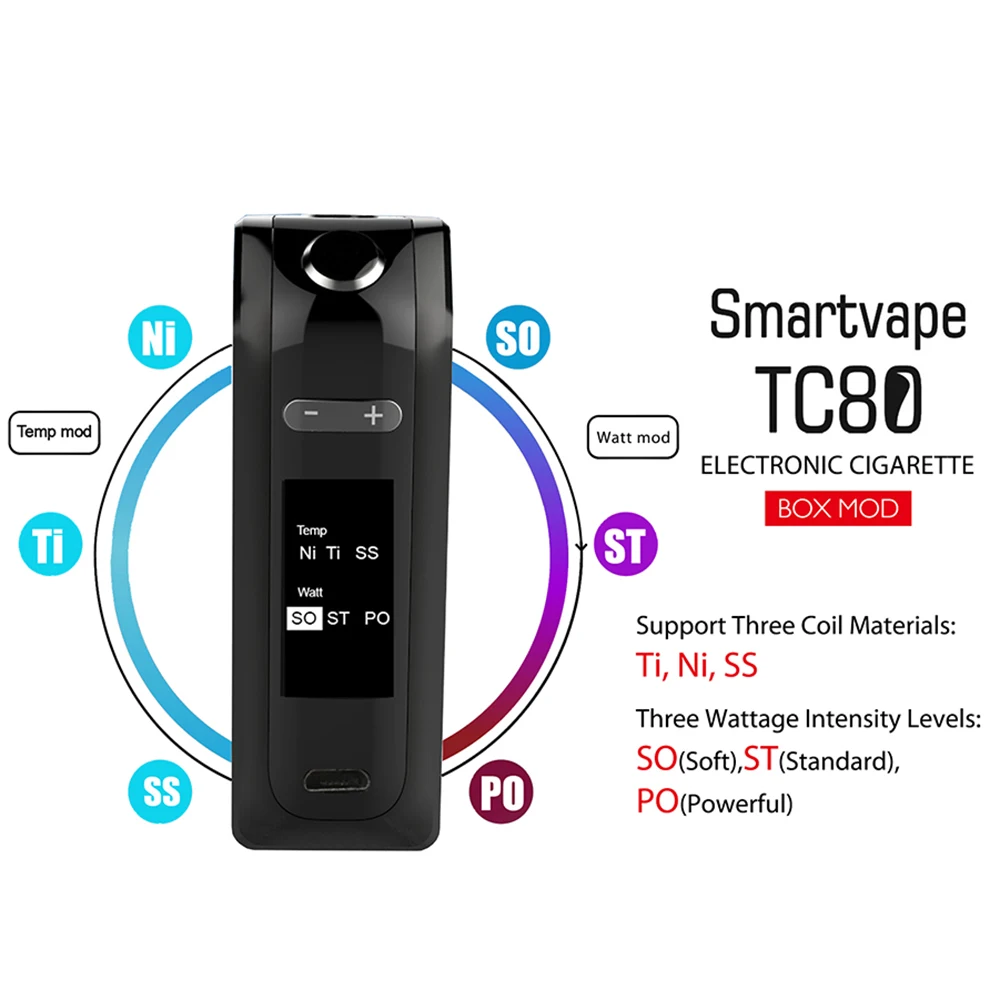 Smartvape TC80 Box mod with 2200mAh battery Refilling liquid Design Electronic Cigarette vape Vaporizer  Kit