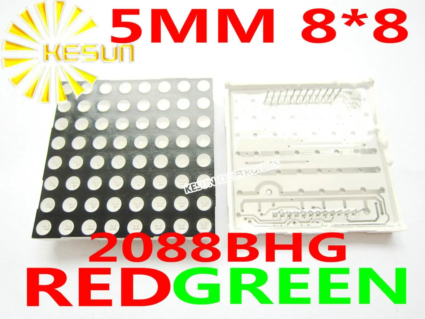 

50PCS x 5MM 8X8 Red Green bi-color Common Anode 60*60 LED Dot Matrix Digital Tube Module 2088BHG LED Display Module