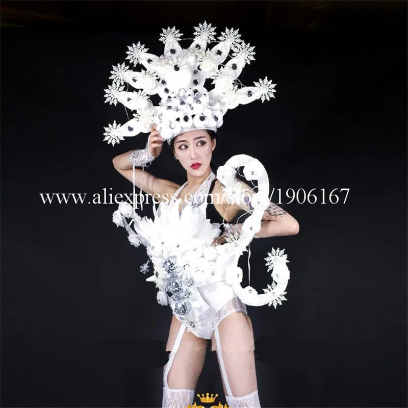 Christmas LED Snow Light Costume Night Club DS Dance Team Queen Luminous Dress Cosplay Masquerade Light Up Clothes