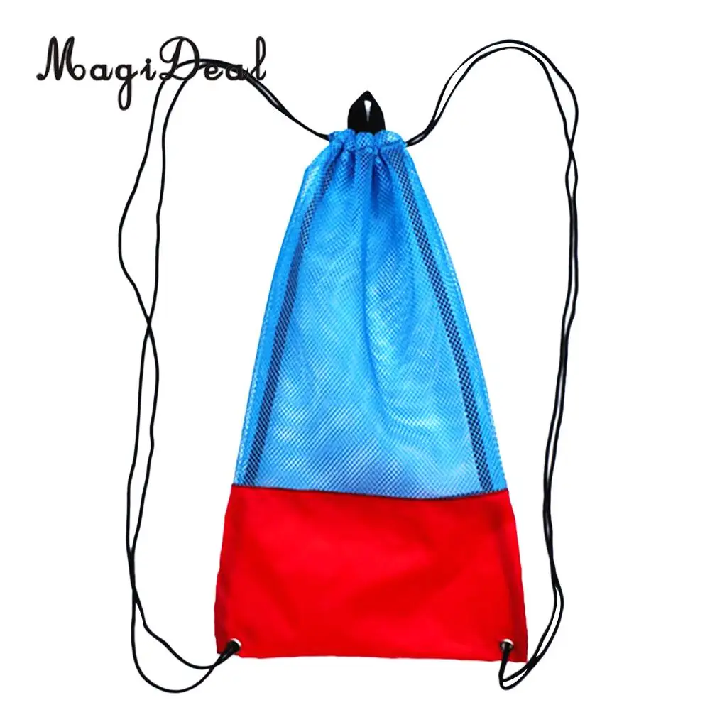 MagiDeal Drawstring Backpack Mesh Gear Bag With Shoulder Strap for Scuba Diving Swim Fins Goggles Mask Snorkeling Equipment