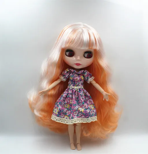 

Blygirl Blyth doll White orange mixed bangs hair nude doll joint body 19 joint DIY doll can change makeup