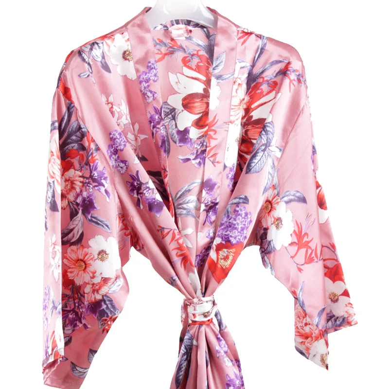 

Bridal Floral satin short Silk bride and bridesmaids Gift Flower robe A2370