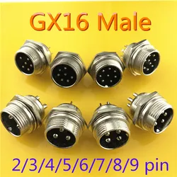 1pc GX16 2/3/4/5/6/7/8/9 Pin Male 16mm Wire Panel Circular Connector with Lid Cap L102-109 Aviation Socket Plug